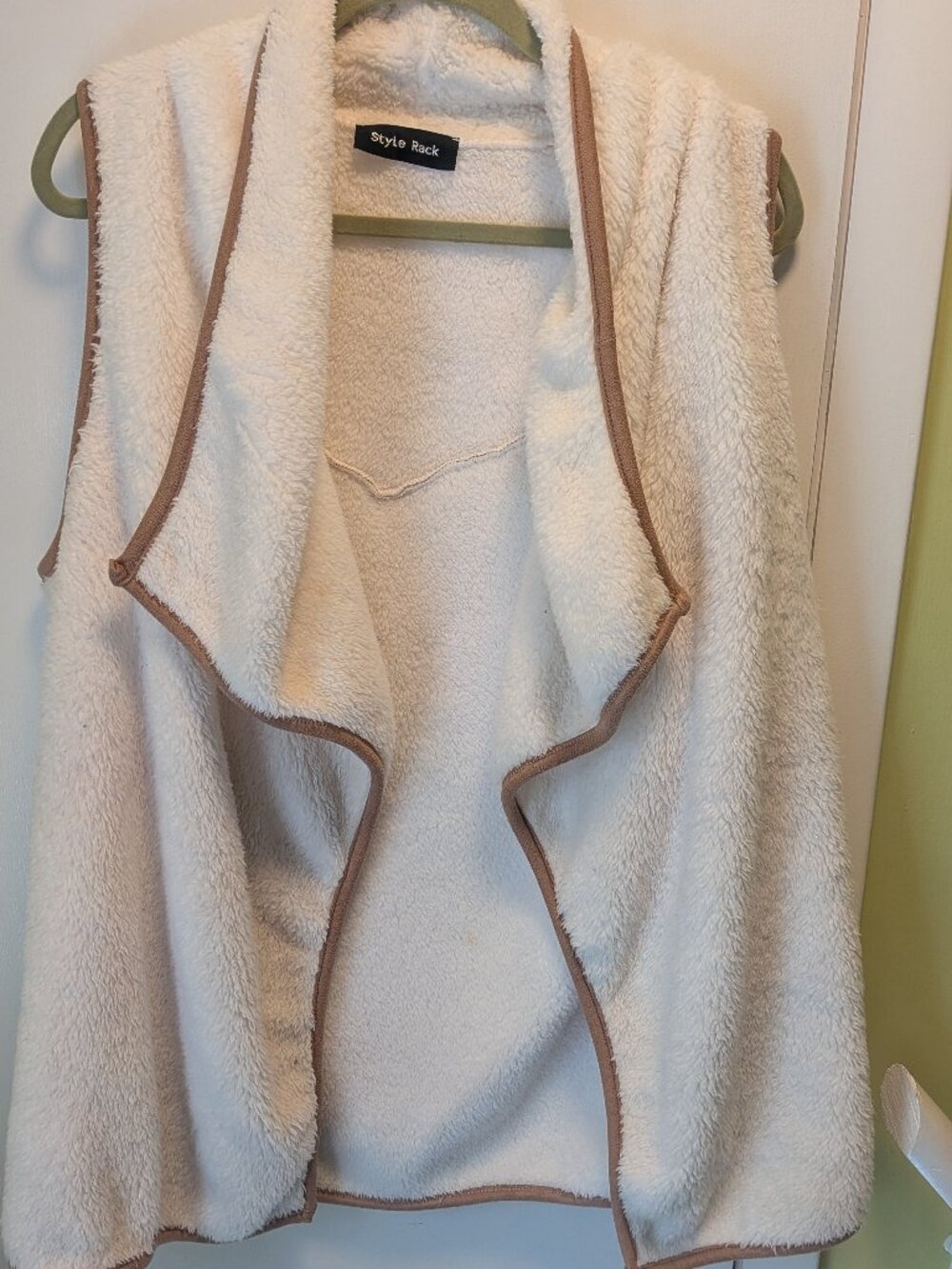 Cream fuzzy vest with Fringe
